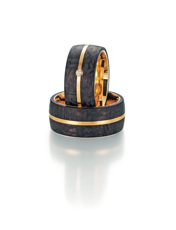 Kulfiber og guld ringe fra Fischer