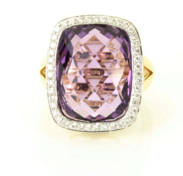 Ametyst og brillant guldring