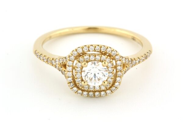 18 kt guld Halo ring med brillanter på i alt 1,02ct